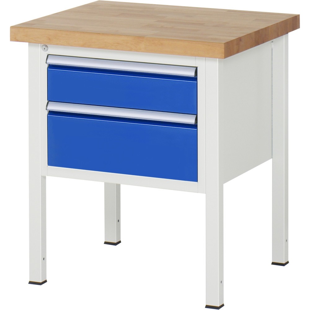 Product afbeelding: Werkbank RAU serie 8000, hxbxd 840-1.040 x 750 x 700 mm, 2 x voor 90% uittrekbare lades, 1 x 150, 1 x 210 mm, draagvermogen lade 100 kg