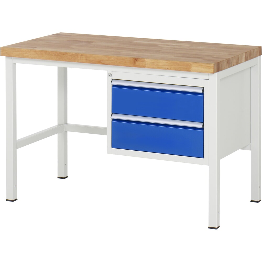 Product afbeelding: Werkbank RAU serie 8000, hxbxd 840 x 1.250 x 700 mm, 2 x voor 90% uittrekbare lades, 2 x 180 mm, draagvermogen lade 100 kg