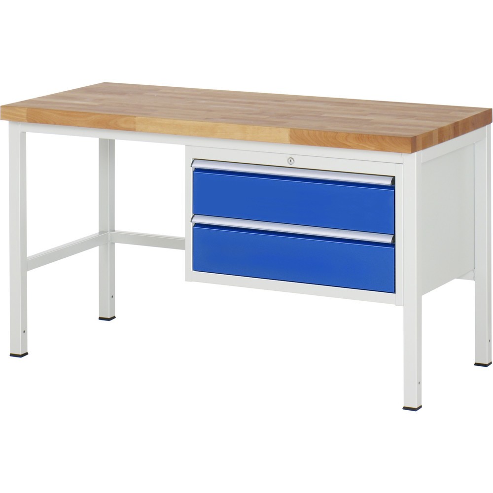 Product afbeelding: Werkbank RAU serie 8000, hxbxd 840 x 1.500 x 700 mm, 2 x voor 100% uittrekbare lades, 2 x 180 mm, draagvermogen lade 75 kg