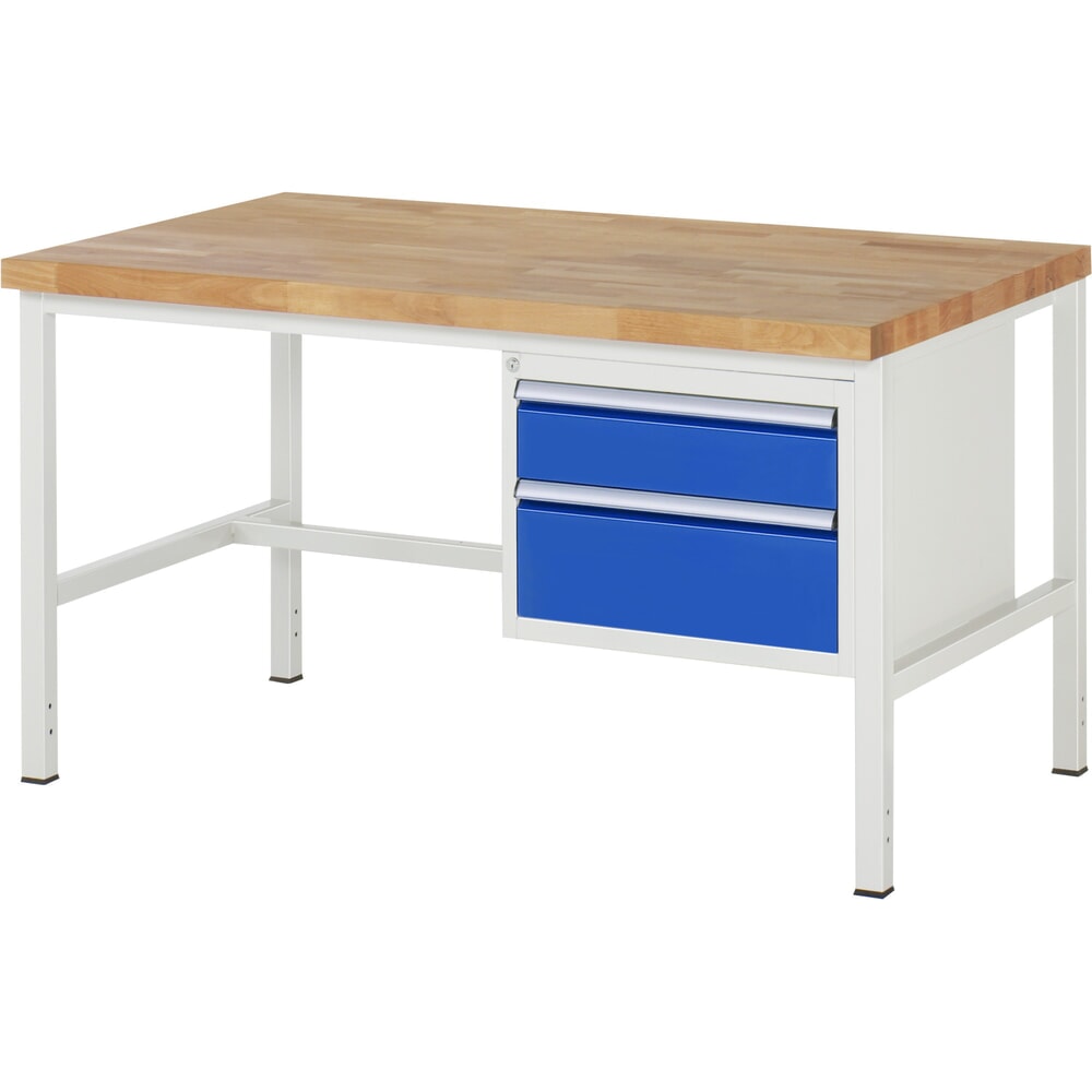 Product afbeelding: Werkbank RAU serie 8000, hxbxd 840-1.040 x 1.500 x 900 mm, 2 x voor 90% uittrekbare lades, 1 x 150, 1 x 210 mm, draagvermogen lade 100 kg