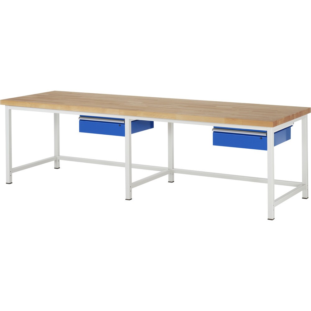 Product afbeelding: RAU werkbank serie 8000, h x b x d 840-1.040 x 3.000 x 900 mm, 2 lades