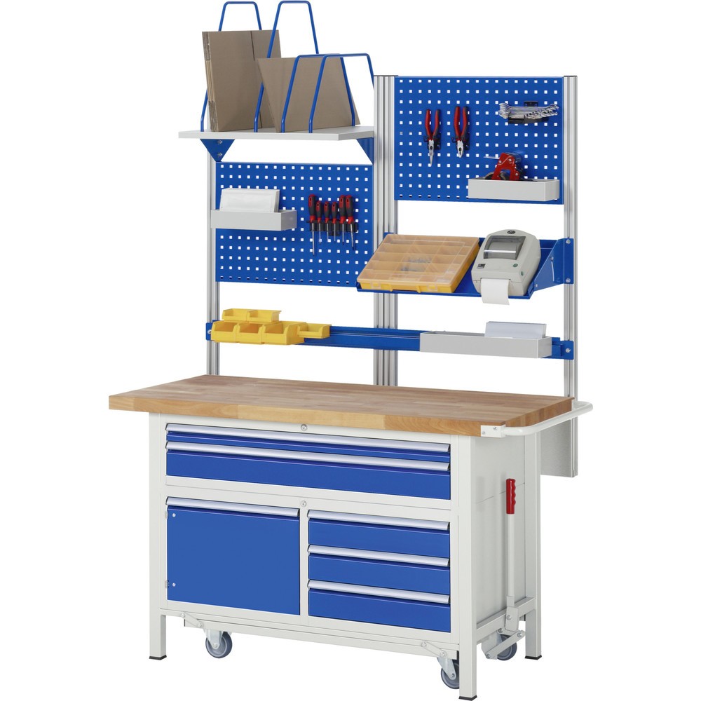 Productafbeelding nr. 9: Werkbank RAU serie 8000 met neerlaatbaar onderstel, 1 driedubbele kast, hxbxd 920 x 1.500 x 700 mm, 7 lades