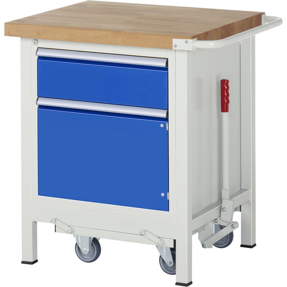 Product afbeelding: RAU werkbank met dolly serie 8000, h x b x d 880 x 750 x 700 mm, 1 onderbouwkast rechts, met 1 lade en 1 openslaande deur