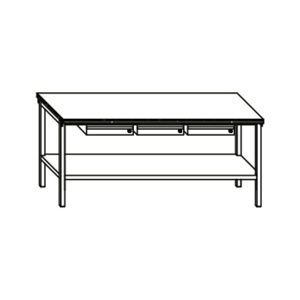 Productafbeelding nr. 5: Werkbanktafel PAVOY met 3 lades + aflegvlak, hxbxd 900 x 2.000 x 700 mm, lichtgrijs, lichtgrijs