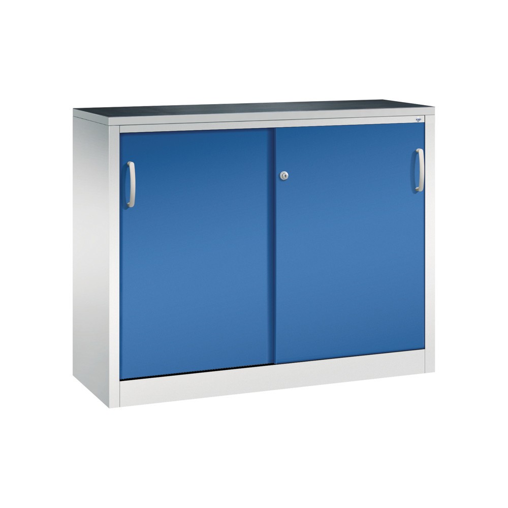 Product afbeelding: Werkplaatsbijzetkast C+P met 1 legbord, hxbxd 1.000 x 1.200 x 400 mm, lichtgrijs, gentiaanblauw