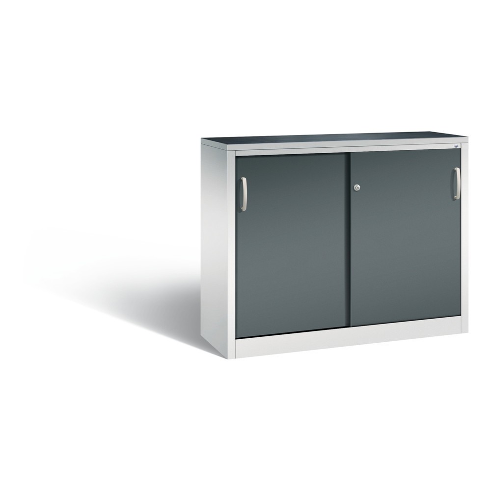 Product afbeelding: Werkplaatsbijzetkast C+P met 1 legbord, hxbxd 1.000 x 1.200 x 400 mm, lichtgrijs, antracietgrijs