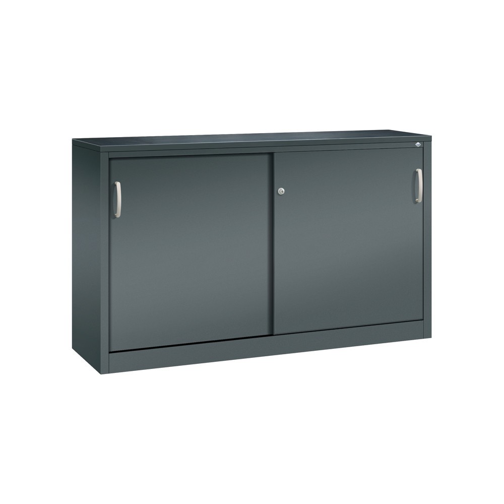 Product afbeelding: Werkplaatsbijzetkast C+P met 2 legborden, hxbxd 1.000 x 1.600 x 400 mm, scheidingswand, antracietgrijs, antracietgrijs