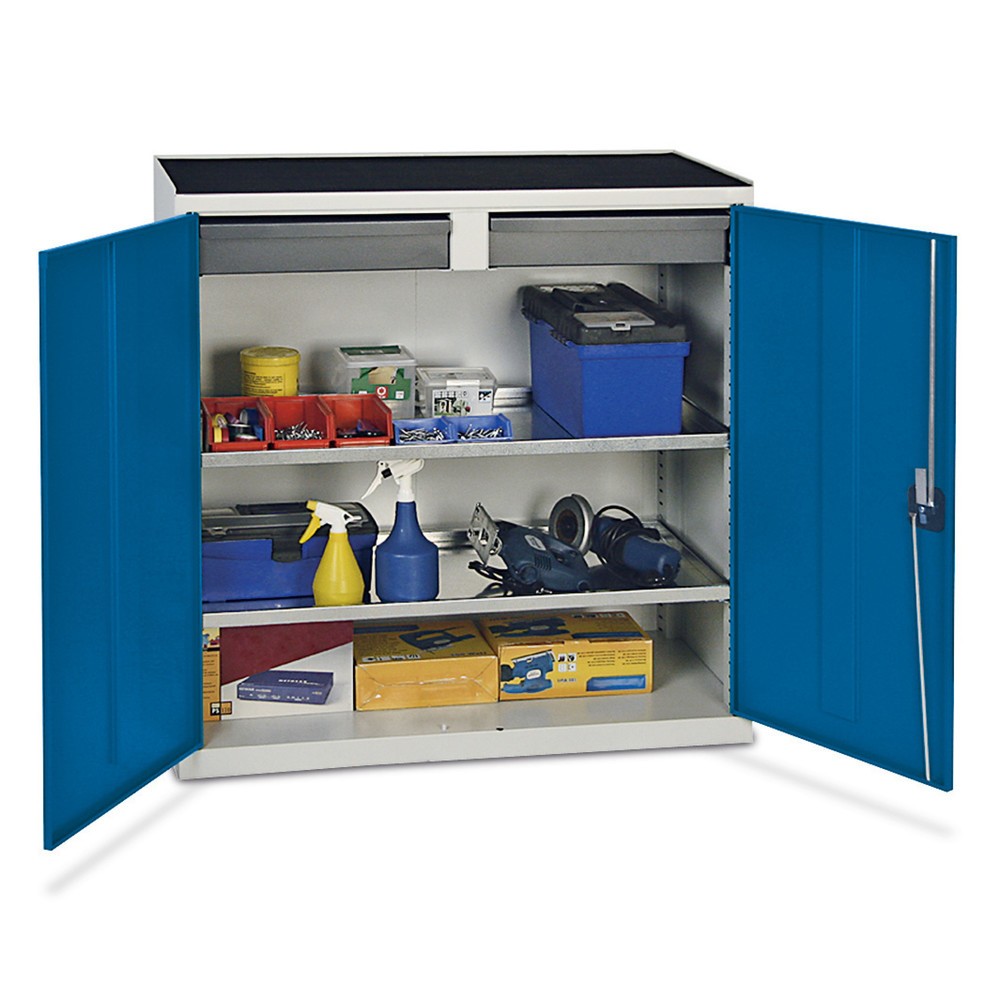 Product afbeelding: Werkplaatsbijzetkast stumpf® met 2 lade + 2 bakken, hxbxd 1.000 x 1.000 x 500 mm, lichtgrijs