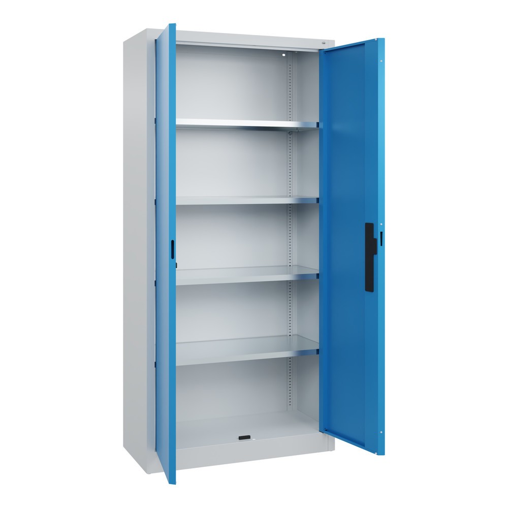 Productafbeelding nr. 3: Werkplaatsdraaideurkast C+P met 4 legborden, hxbxd 1.950 x 930 x 400 mm, lichtgrijs, lichtblauw