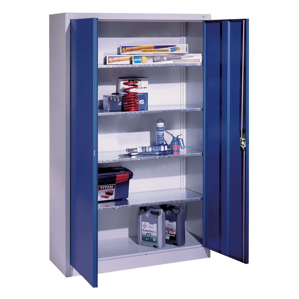 Productafbeelding nr. 17: Werkplaatsdraaideurkast C+P met 4 legborden, hxbxd 1.950 x 930 x 400 mm, antracietgrijs, gentiaanblauw