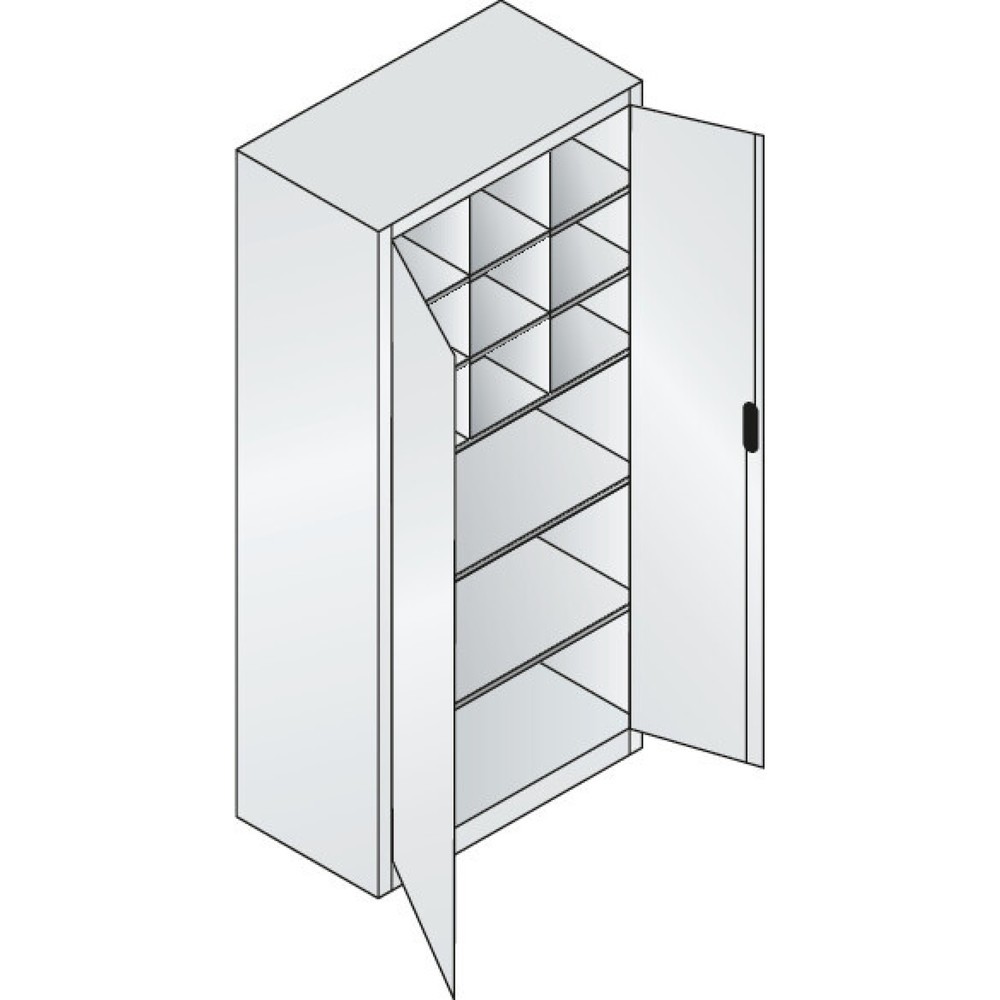 Productafbeelding nr. 4: Werkplaatsdraaideurkast C+P met centrale wand + 8 legborden, hxbxd 1.950 x 930 x 500 mm, lichtgrijs, gentiaanblauw