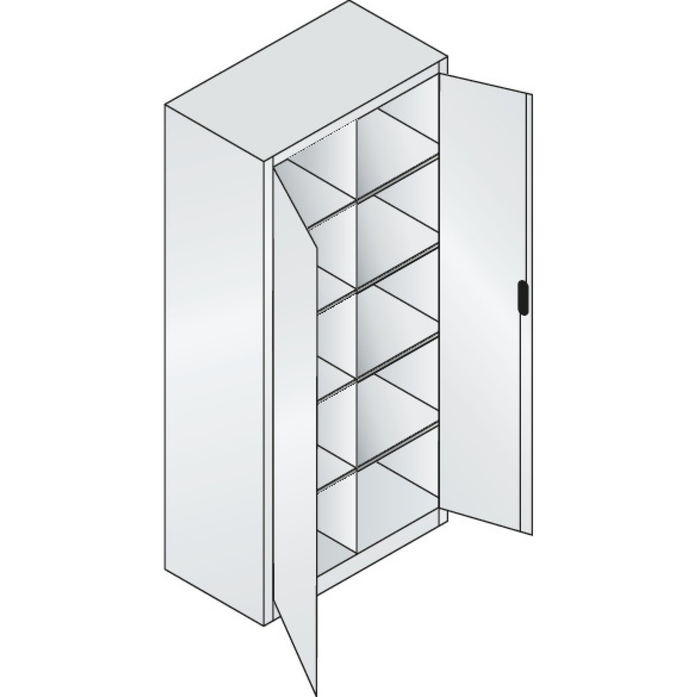 Productafbeelding nr. 7: Werkplaatsdraaideurkast C+P met centrale wand + 8 legborden, hxbxd 1.950 x 930 x 500 mm, lichtgrijs, gentiaanblauw
