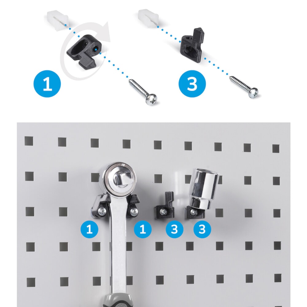 Productafbeelding nr. 9: Werkplaatskast Fami PERFOM, 4 geperforeerde legborden, 3 lades, geperforeerde platen voor deur, bakken, hxbxd 2.000 x 1.023 x 726 mm, lichtgrijs, antraciet