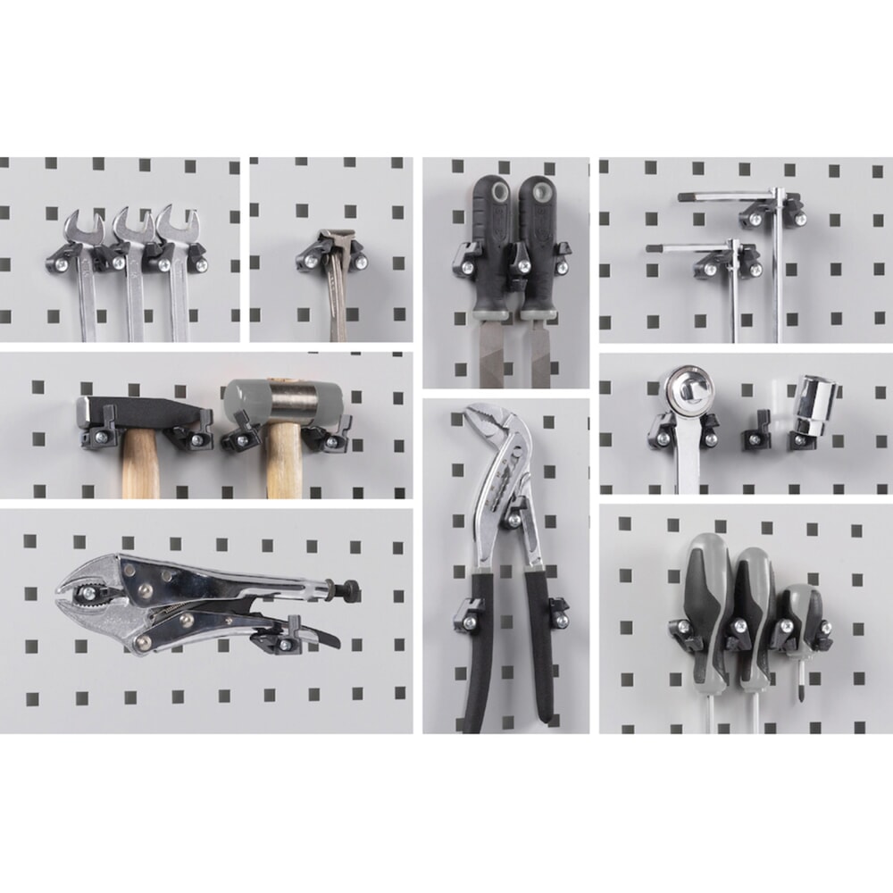 Productafbeelding nr. 12: Werkplaatskast Fami PERFOM, 4 geperforeerde legborden, 3 lades, geperforeerde platen voor deur, bakken, hxbxd 2.000 x 1.023 x 726 mm, lichtgrijs, antraciet
