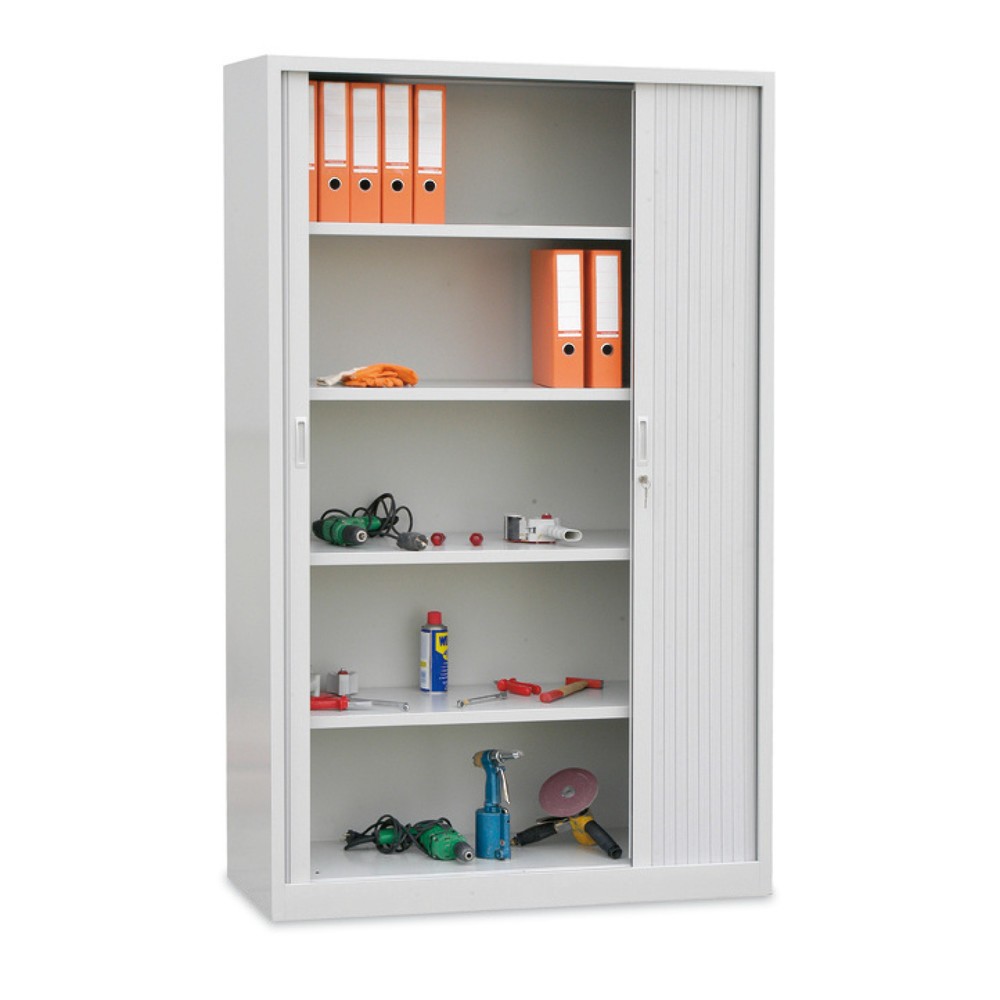 Product afbeelding: Werkplaatsrolluikkast, 5 OH, hxbxd 1.950 x 1.200 x 460 mm, legborden lichtgrijs