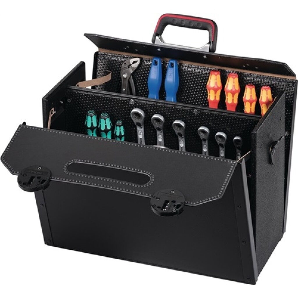 WerkzeugtascheB.460xT.210xH.340mm 33l Rindleder schwarzMittelw. CP-7 Stecksyst. Produktabbildung: WerkzeugtascheB.460xT.210xH.340mm 33l Rindleder schwarzMittelw. CP-7 Stecksyst.