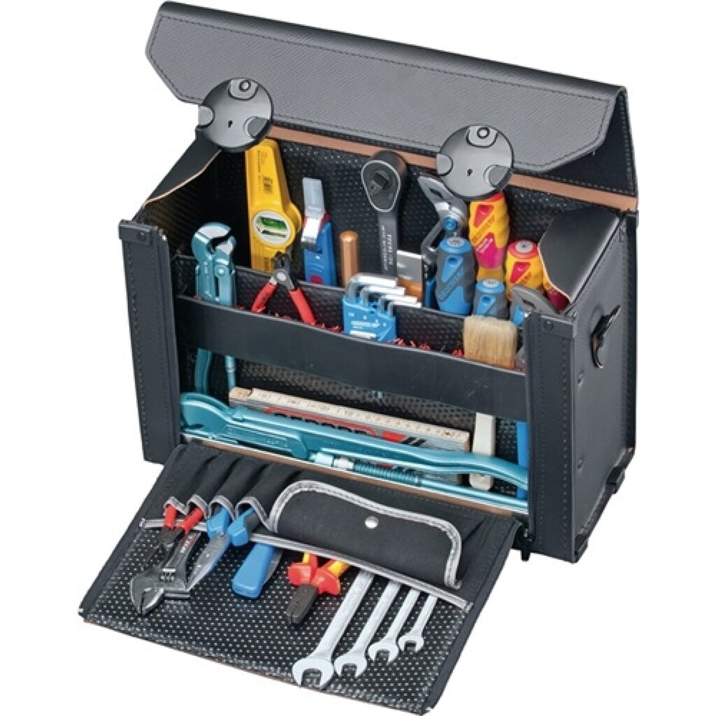 Produktabbildung: WerkzeugtascheB.415xT.165xH.275mmaus Rindleder schwarz4 Separat. CP-7 System