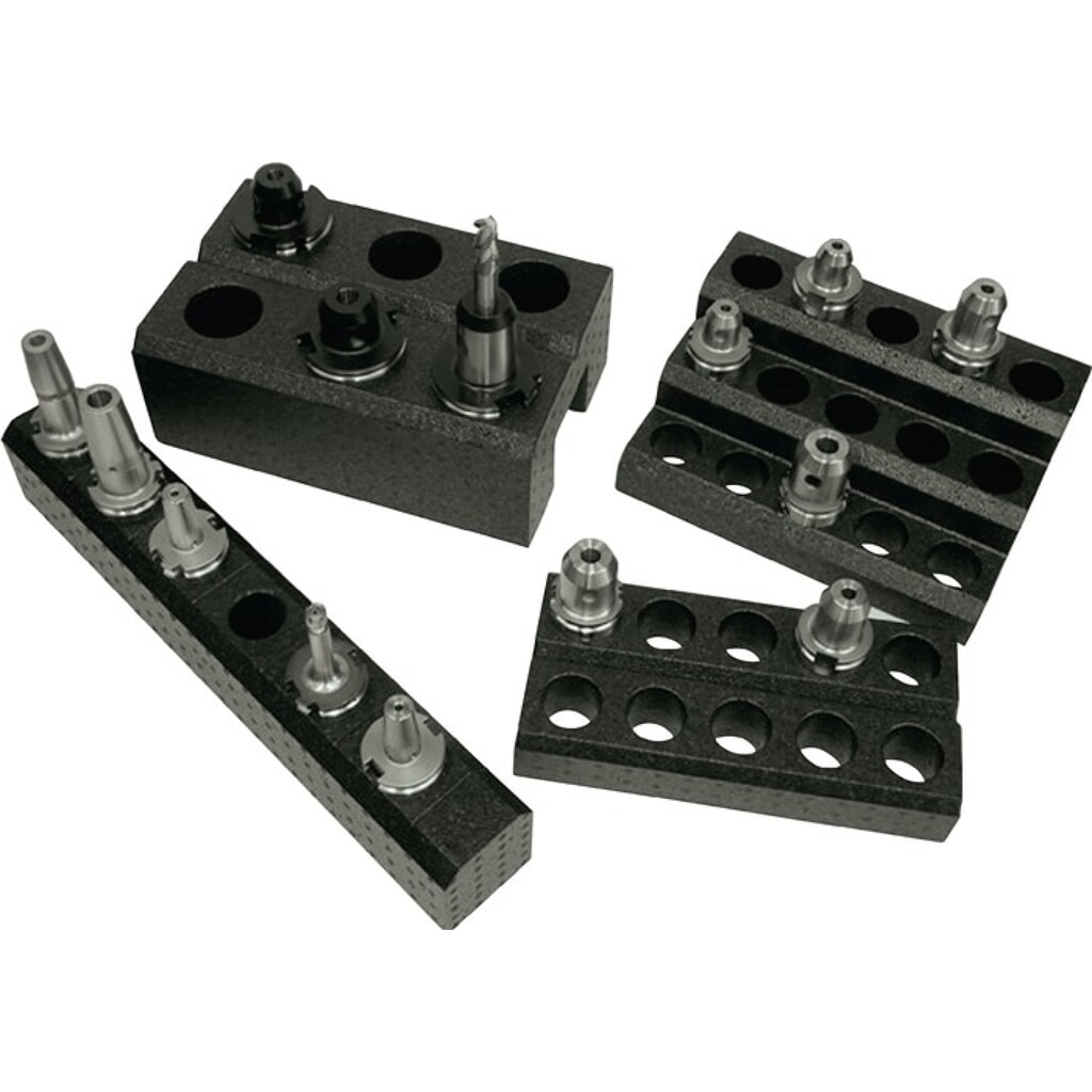 Werkzeugträger, aus Polypropylen Modul 6er, SK40, Breite 595 x Tiefe 90 x Höhe 101 mm Produktabbildung: Werkzeugträger, aus Polypropylen Modul 6er, SK40, Breite 595 x Tiefe 90 x Höhe 101 mm