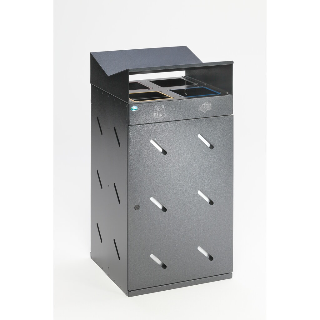 VAR® Wertstoffsammelstation WS 58, Einwurföffnungen, 4x 50 Liter, antik-silber Produktabbildung: VAR® Wertstoffsammelstation WS 58, Einwurföffnungen, 4x 50 Liter, antik-silber