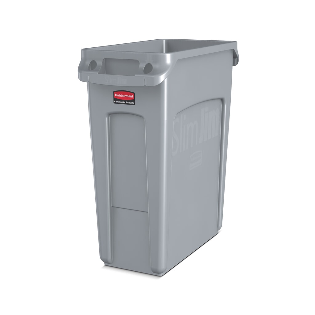 Produktabbildung: Wertstoffsammler Rubbermaid Slim Jim® mit Lüftungskanälen, 60 l, grau