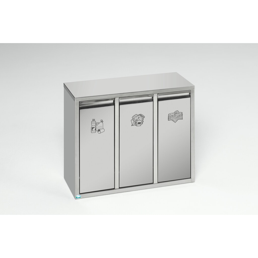 Produktabbildung: VAR® Wertstoffsortiersystem aus Edelstahl, 3x 7 Liter