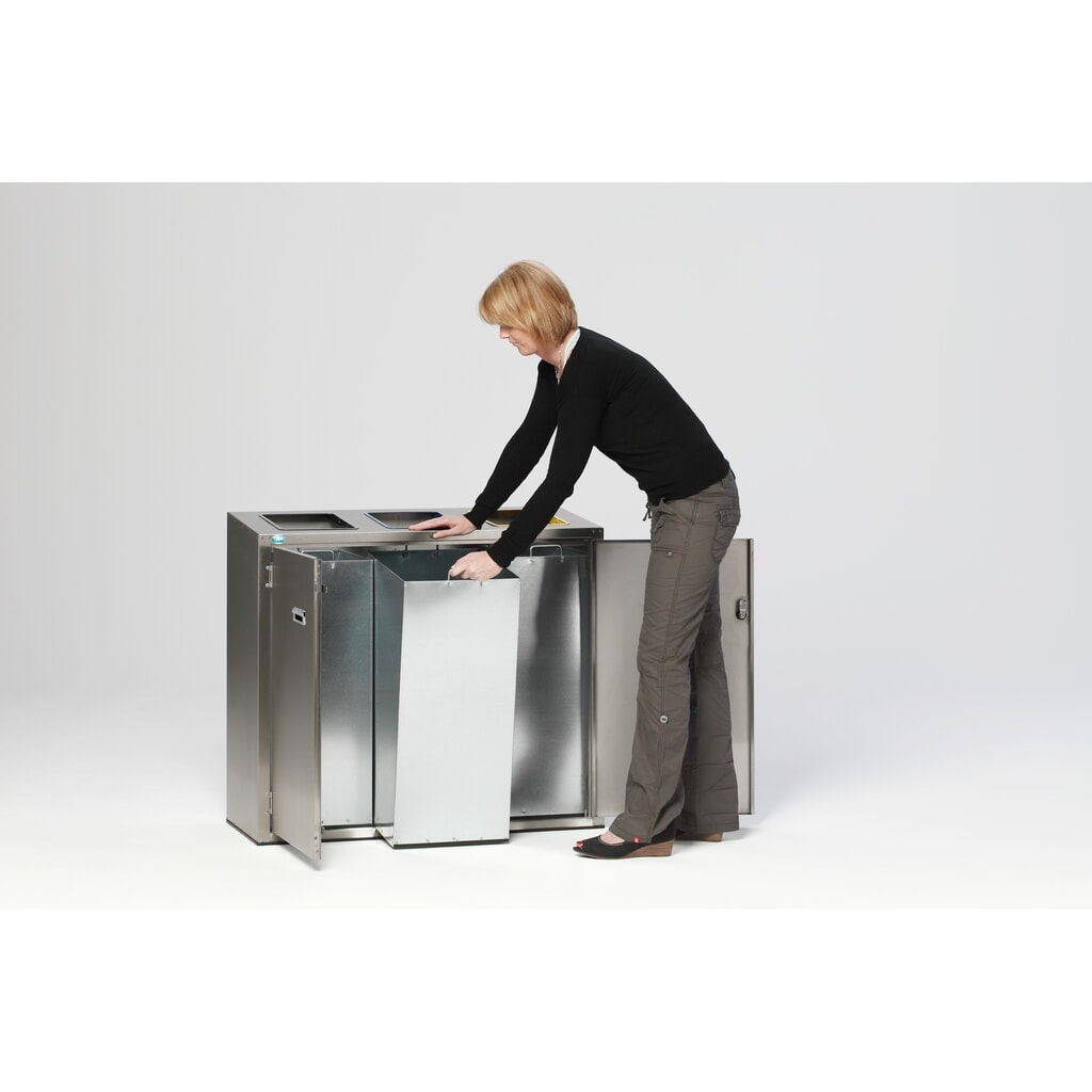 Produktabbildung Nr. 2: VAR® Wertstoffsortiersystem aus Edelstahl, Einwurföffnungen, 3x 90 Liter
