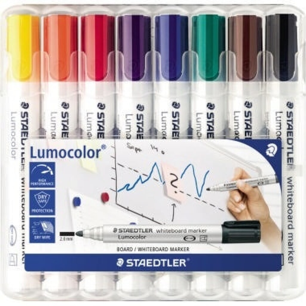 Whiteboardmarker Lumocolor 8St Box Lumocolor 351 WP8 2mm sort 8 St./Pa Produktabbildung: Whiteboardmarker Lumocolor 8St Box Lumocolor 351 WP8 2mm sort 8 St./Pa