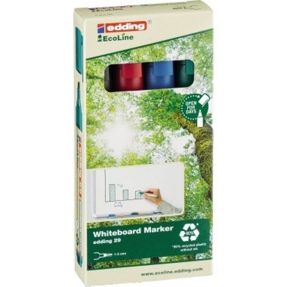 Produktabbildung: edding Boardmarker 29 EcoLine 4-29-4 1-5mm sortiert 4 St./Pack.