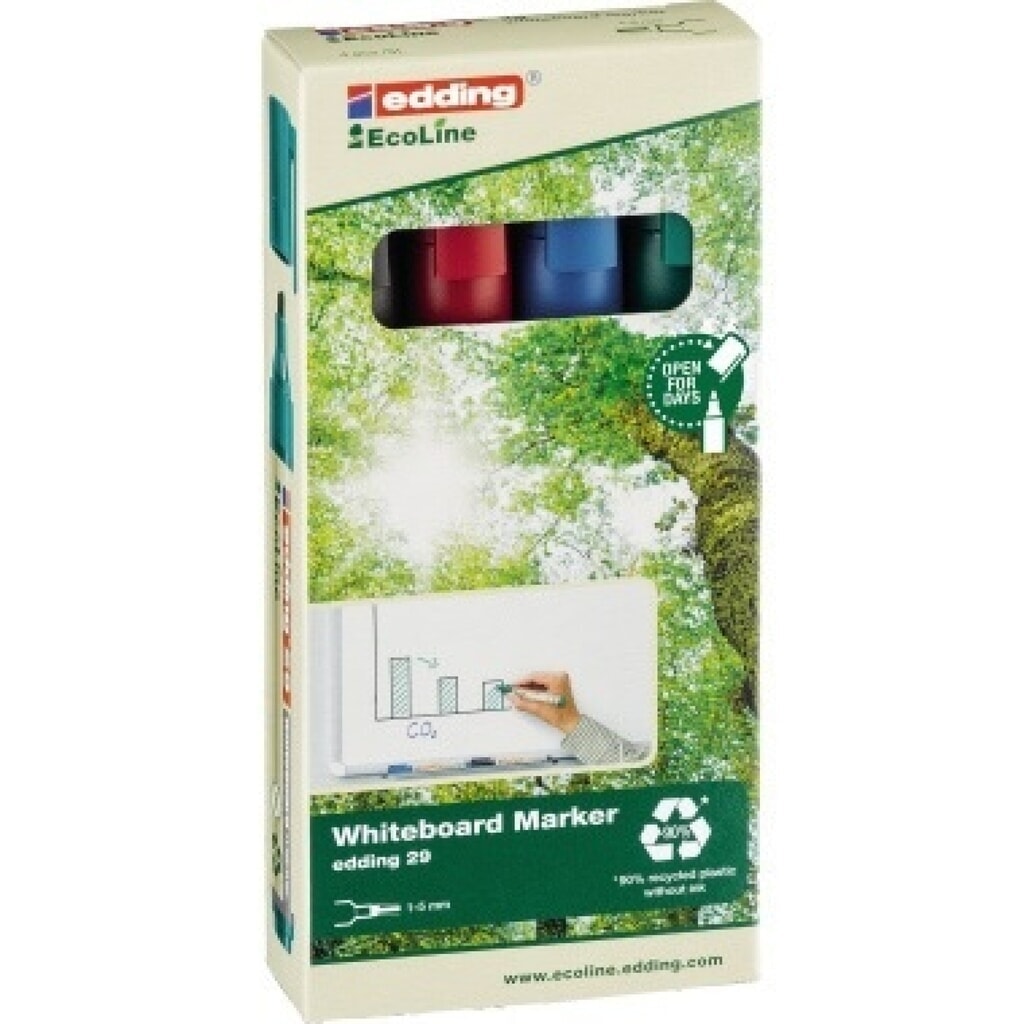 Produktabbildung: edding Boardmarker 29 EcoLine 4-29-4 1-5mm sortiert 4 St./Pack.