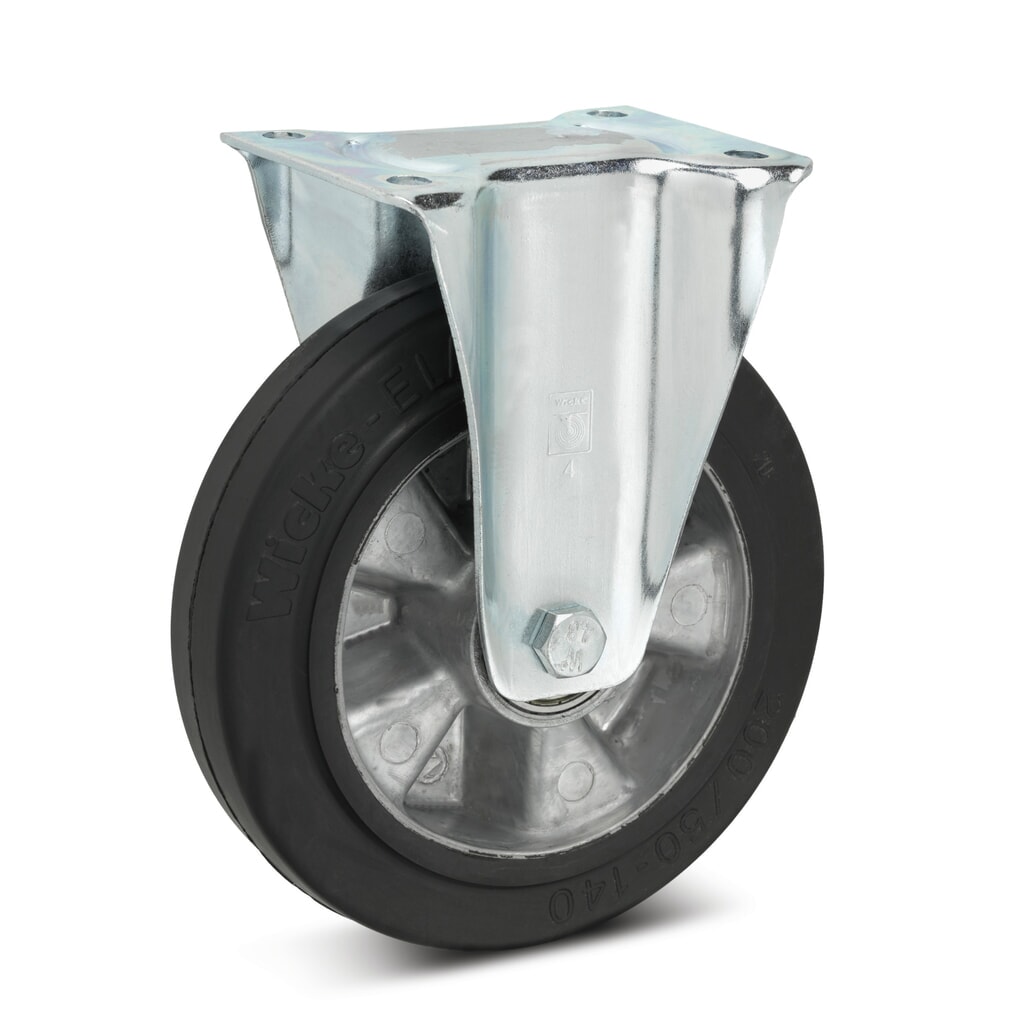 Wicke Bockrolle Elastik-Vollgummi, Alufelge, Ø x Breite 100 x 40 mm, Schraubloch-Ø 11 mm, TK 180 kg Produktabbildung: Wicke Bockrolle Elastik-Vollgummi, Alufelge, Ø x Breite 100 x 40 mm, Schraubloch-Ø 11 mm, TK 180 kg