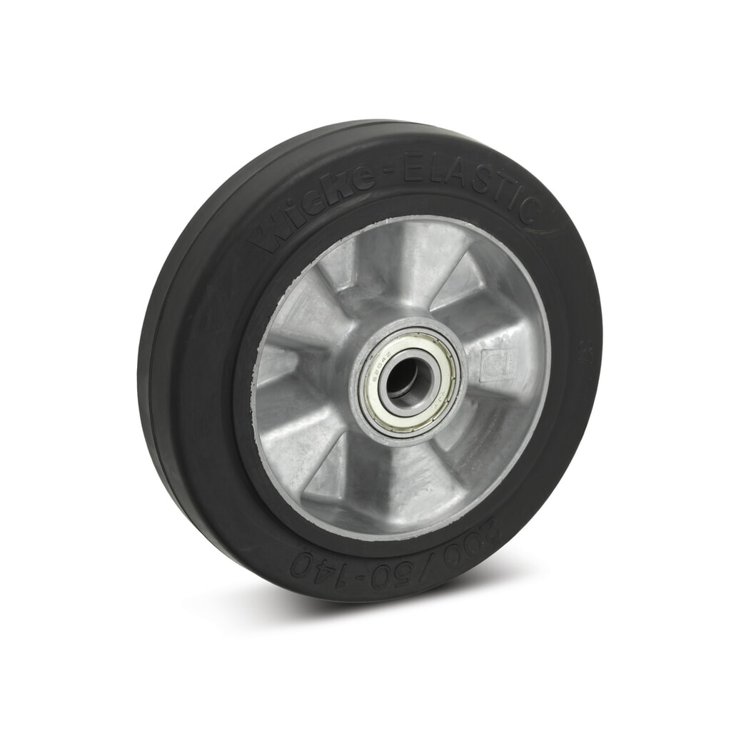Wicke Elastik-Vollgummi-Rad, Rillenkugellager, ØxB 100 x 40 mm, TK 180 kg Produktabbildung: Wicke Elastik-Vollgummi-Rad, Rillenkugellager, ØxB 100 x 40 mm, TK 180 kg