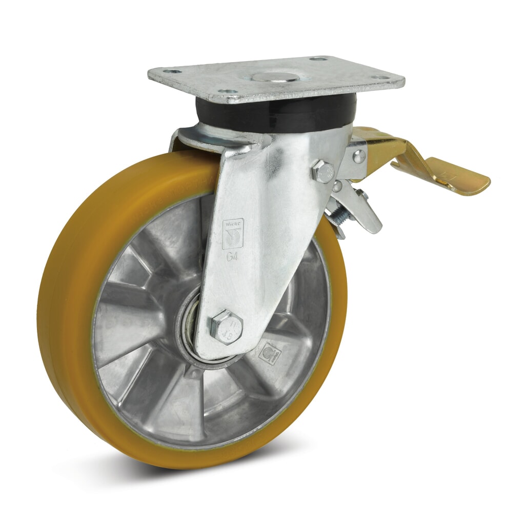 Produktabbildung: Wicke Lenkrolle Topthane®  PU, inkl. Feststeller im Vorlauf, Ø x Breite 150 x 50 mm, TK 640 kg