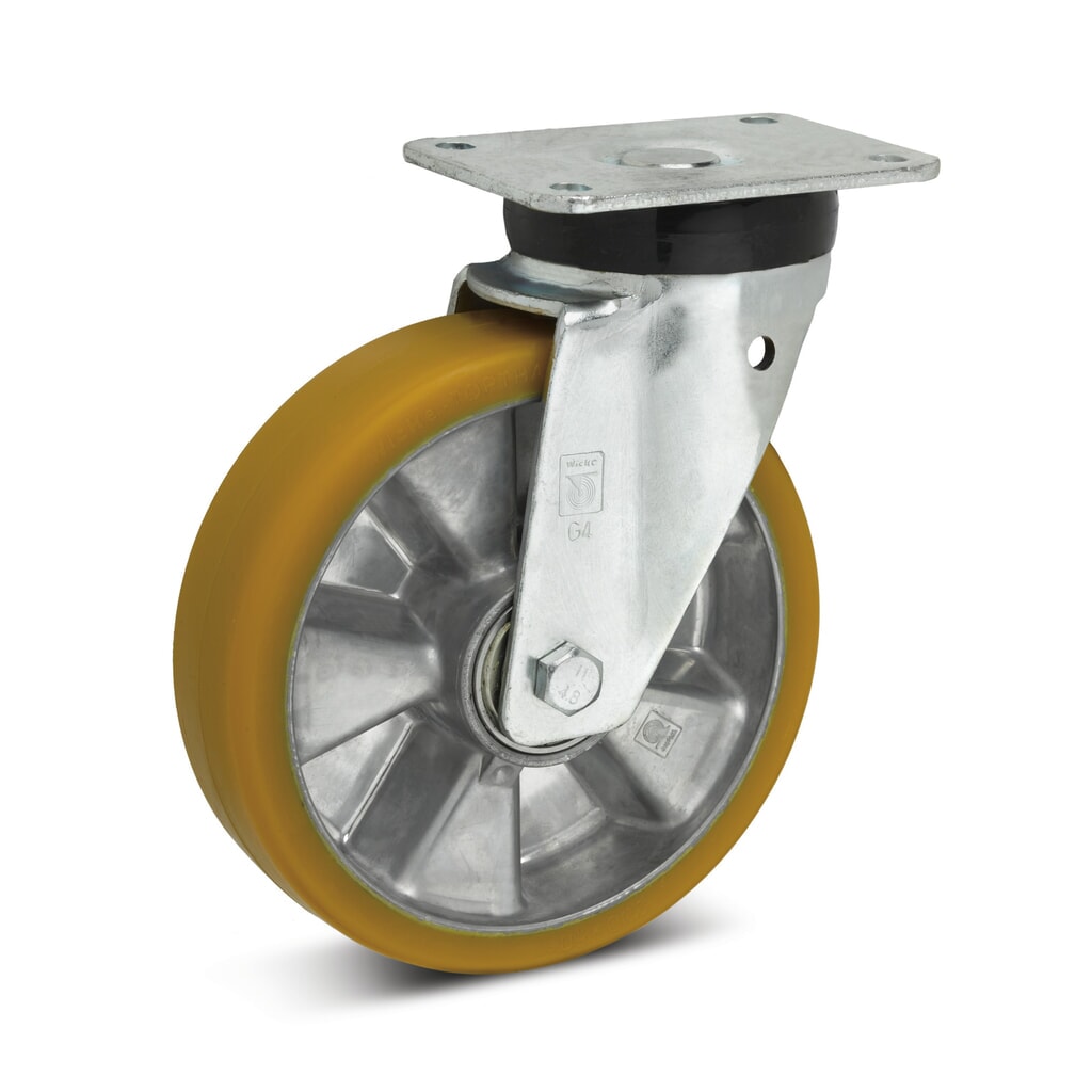 Wicke Lenkrolle Topthane® PU, Ø x Breite 100 x 40 mm, TK 360 kg Produktabbildung: Wicke Lenkrolle Topthane® PU, Ø x Breite 100 x 40 mm, TK 360 kg