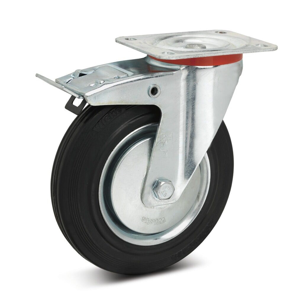 Produktabbildung: Wicke Lenkrolle Vollgummi Premium, inkl. Feststeller, Ø x Breite 80 x 25 mm, TK 50 kg