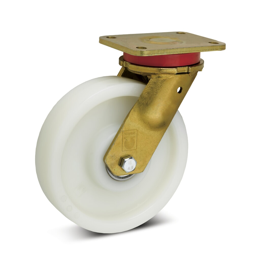 Wicke Schwerlast-Lenkrolle Polyamid, Ø x Breite 100 x 35 mm, TK 500 kg Produktabbildung: Wicke Schwerlast-Lenkrolle Polyamid, Ø x Breite 100 x 35 mm, TK 500 kg