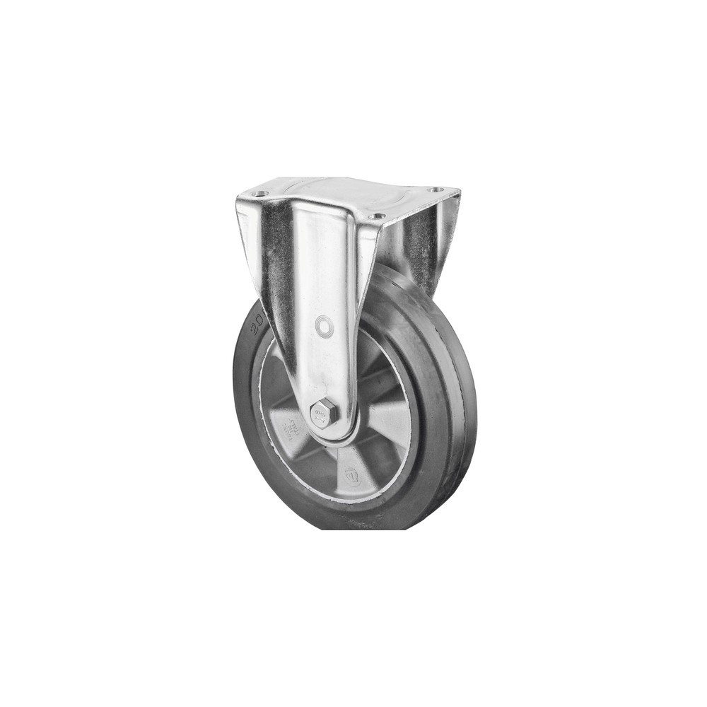Product afbeelding: Wiel voor zware lasten elastisch rubber, bokwiel, kogellager, plaat, Ø x breedte 100 x 40 mm, draagvermogen 150 kg