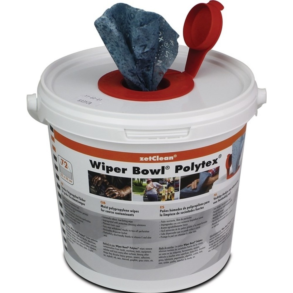 Produktabbildung: WIPER BOWL Handreinigungstuch Wiper Bowl® Polytex®, 72 Tücher, hohe Reinigungskraft, Eimer