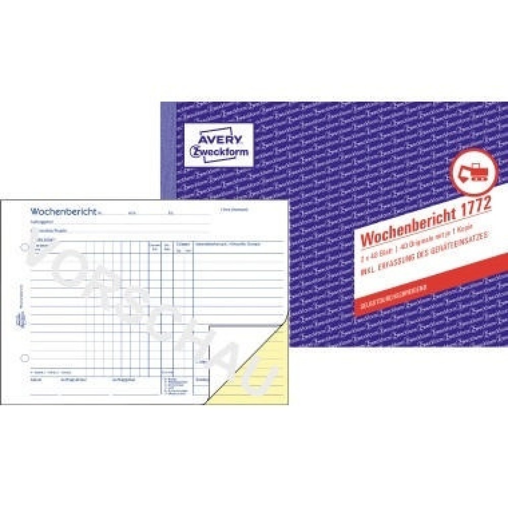 Produktabbildung: Avery Zweckform Wochenbericht 1772 DIN A5 quer 80Blatt