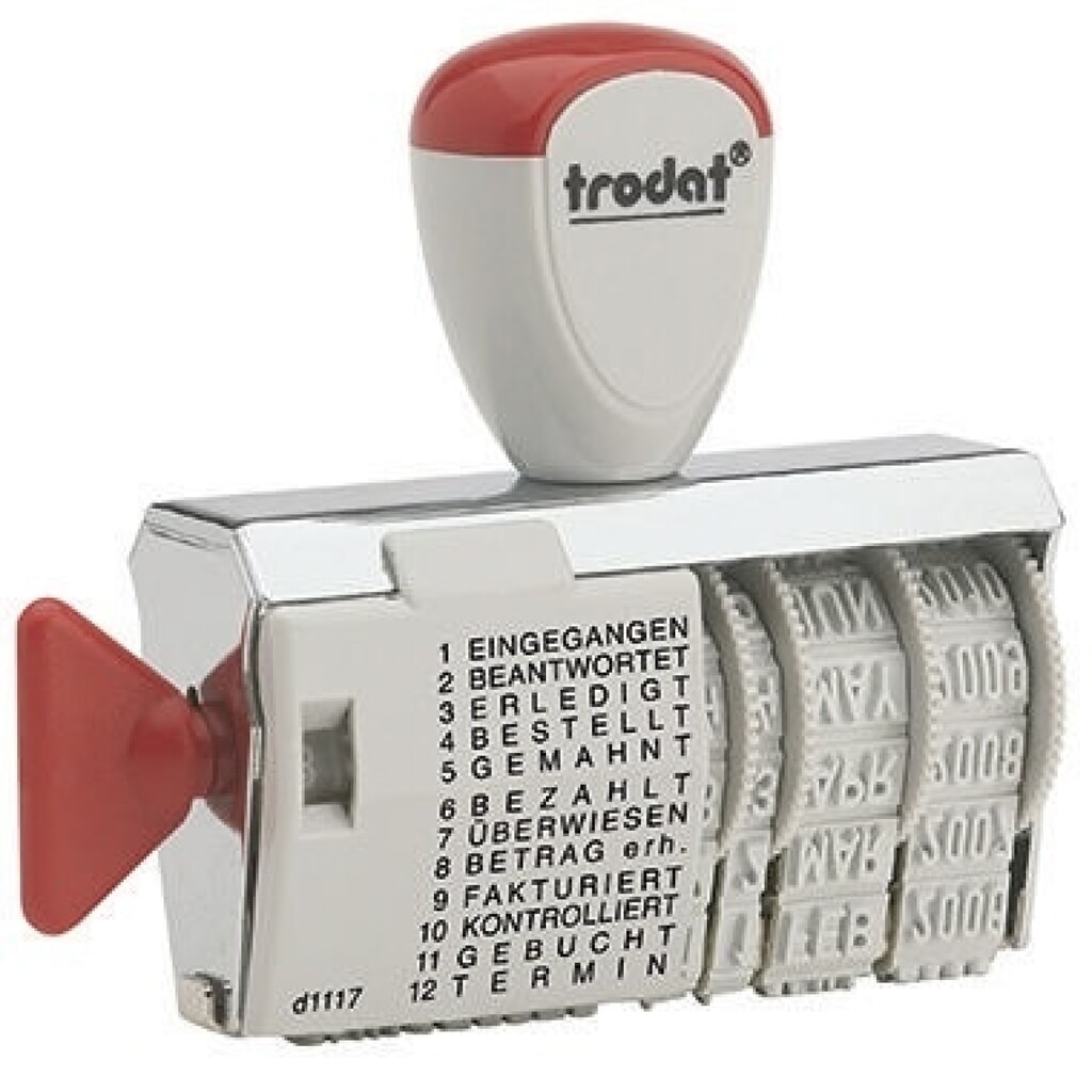 trodat Wortbandstempel Classic 1117 54340 8x7x2cm silber/lichtgrau/rot Produktabbildung: trodat Wortbandstempel Classic 1117 54340 8x7x2cm silber/lichtgrau/rot