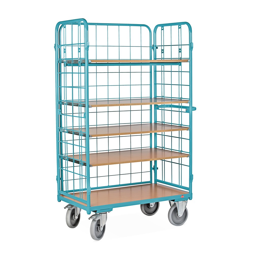 Zdjęcie produktu nr 4: Wózek piętrowy Ameise®, z kratą drucianą, otwarty z 3 stron, 5 pięter o wymiarach 1000 × 700 mm