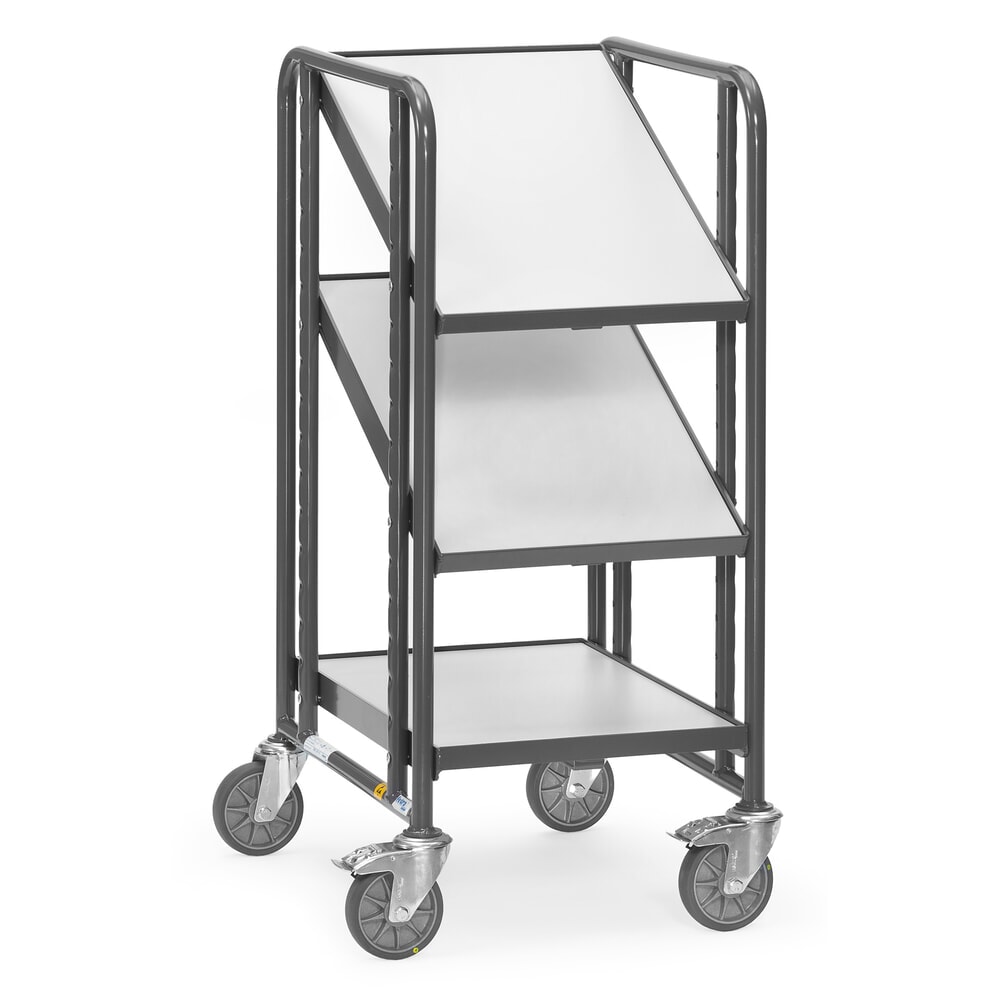 Zdjęcie produktu nr 1: Wózek piętrowy do pojemników Euro ESD fetra®, udźwig 250 kg, 3 powierzchnie ładunkowe o wymiarach 410 x 610 mm, z półkami