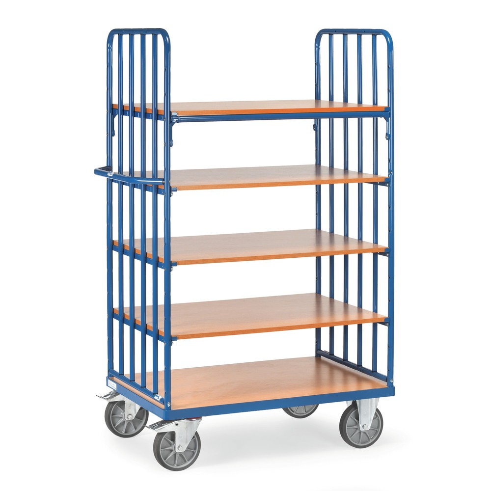 Zdjęcie produktu: Wózek piętrowy fetra® z pionowymi podporami rurowymi, 2 ściany, 5 poz. po 1000 × 600 mm