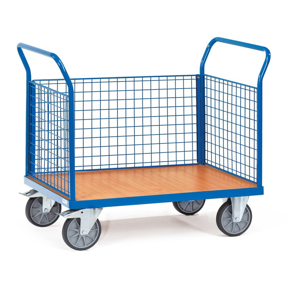 Zdjęcie produktu nr 1: Wózek platformowy fetra®, ze ścianami kratowymi z 3 stron, powierzchnia ładunkowa szer. × gł. 600 × 1000 mm