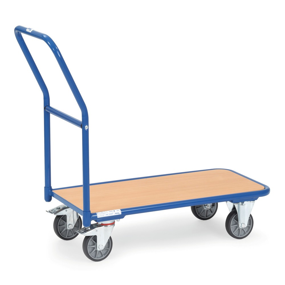 Zdjęcie produktu nr 1: Wózek platformowy fetra® z drewnianą powierzchnią ładunkową szer. x gł. 450 x 850 mm, udźwig 250 kg