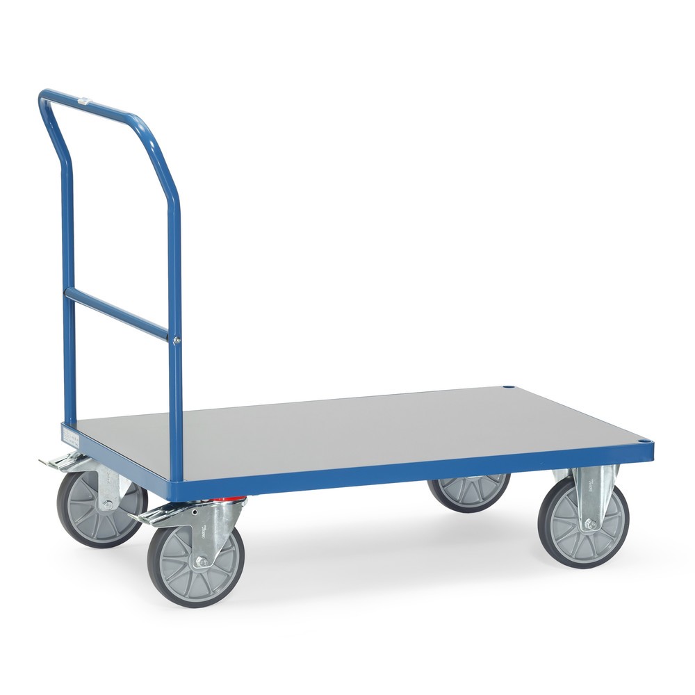 Zdjęcie produktu nr 1: Wózek platformowy fetra®, z pałąkiem do pchania, odporna na warunki pogodowe powierzchnia ładunkowa szer. x gł. 700 x 1000 mm, niebieski brylantowy