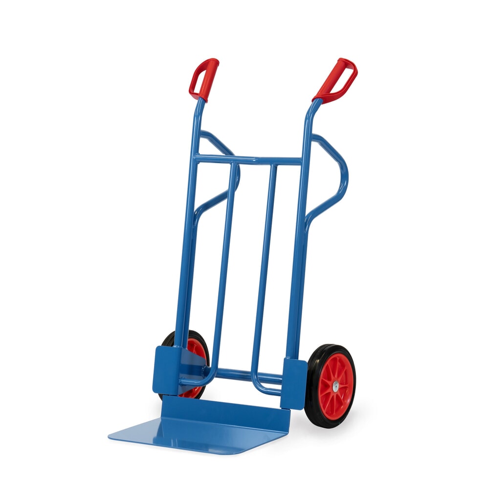 Zdjęcie produktu nr 1: Wózek transportowy fetra®, wysokość 1200 mm, udźwig 350 kg, szufla szer. x gł. 480 x 300 mm, z pałąkami do odkładania, ogumienie z pełnej gumy