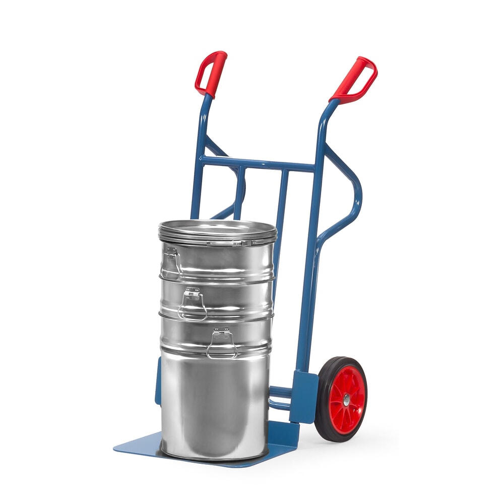 Zdjęcie produktu nr 3: Wózek transportowy fetra®, wysokość 1200 mm, udźwig 350 kg, szufla szer. x gł. 480 x 300 mm, z pałąkami do odkładania, ogumienie z pełnej gumy