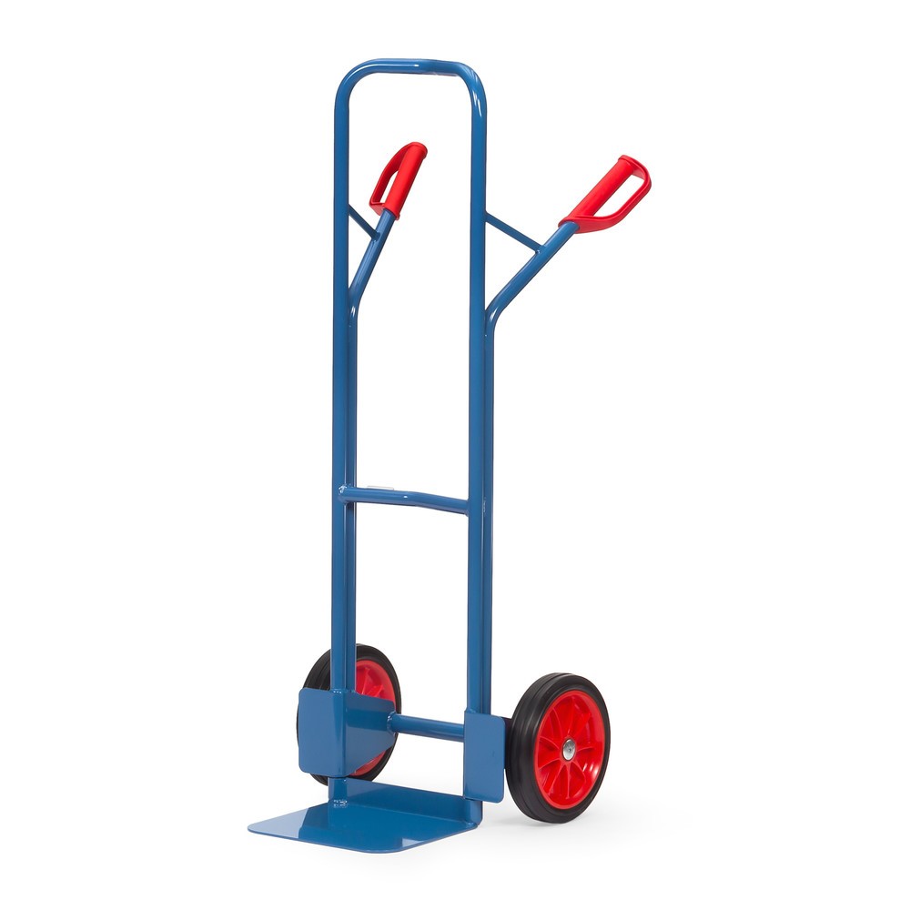 Zdjęcie produktu: Wózek transportowy fetra®, wysokość 1300 mm, udźwig 300 kg, szufla szer. x gł. 320 x 250 mm, z pałąkiem poprzecznym górnym, ogumienie z pełnej gumy