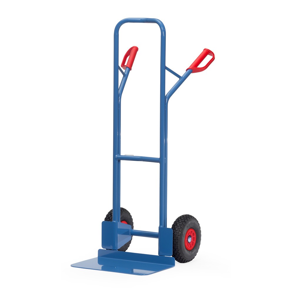 Zdjęcie produktu: Wózek transportowy fetra®, wysokość 1300 mm, udźwig 300 kg, szufla szer. x gł. 480 x 300 mm, z pałąkiem poprzecznym górnym, ogumienie PU