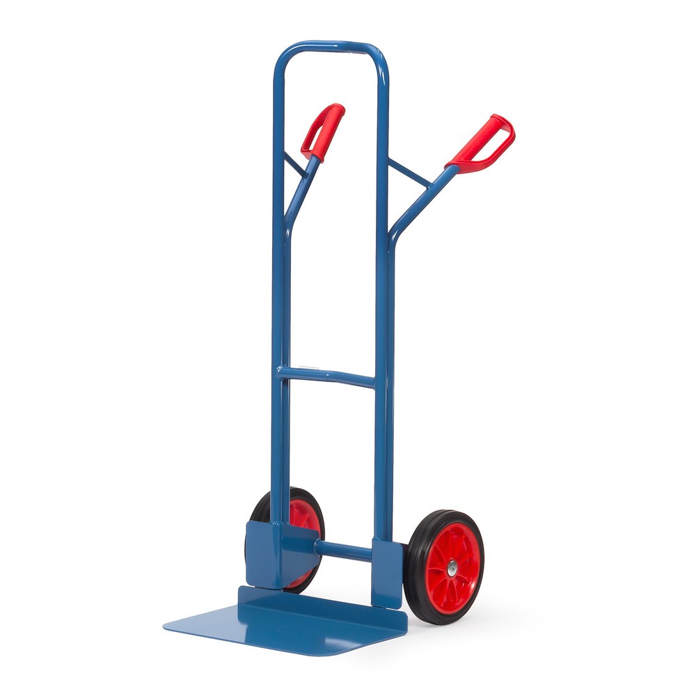 Zdjęcie produktu: Wózek transportowy fetra®, wysokość 1300 mm, udźwig 300 kg, szufla szer. x gł. 480 x 300 mm, z pałąkiem poprzecznym górnym, ogumienie z pełnej gumy